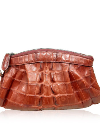 CANIS Crocodile Tail Leather Clutch Bag, Matte Red, Size 26 cm