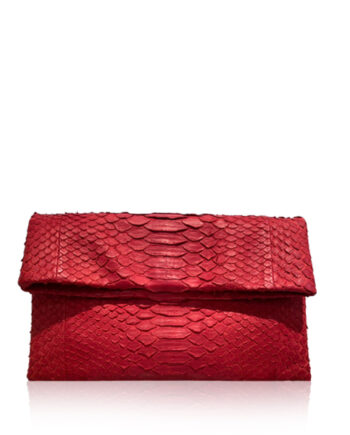 "DAISY" Python Clutch Bag, Matte Red, Size 20