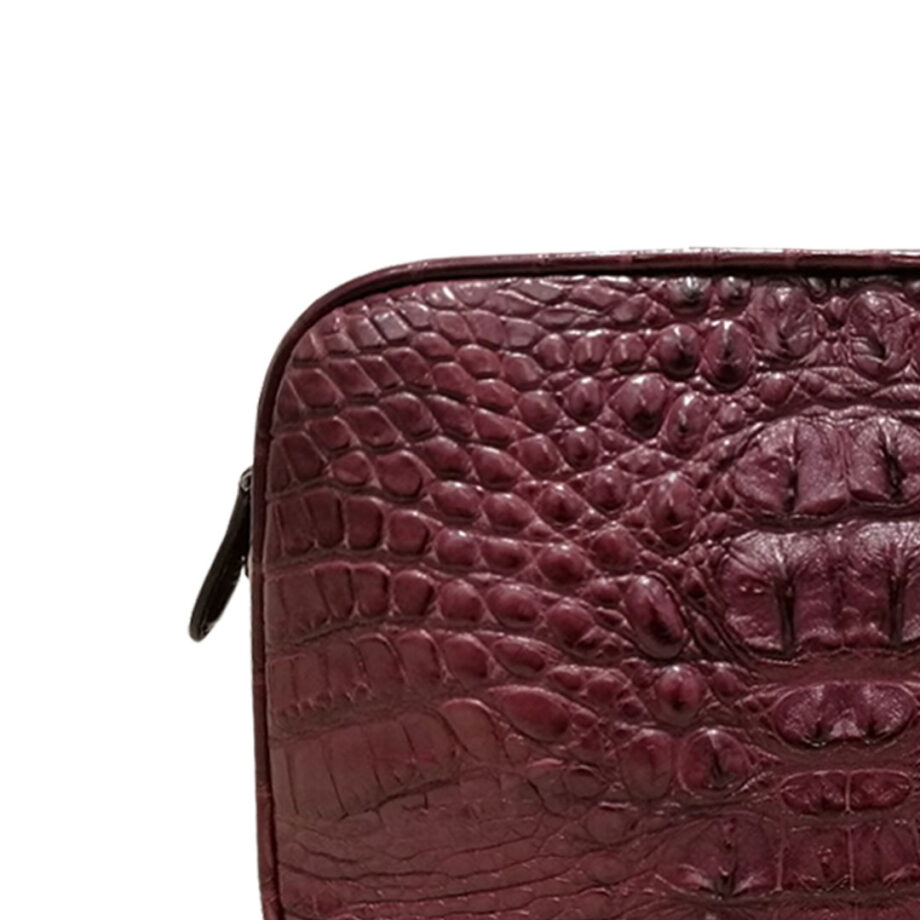 "DORADO" Crocodile Hornback Leather Sling Bag, Matte Purple, Size 21