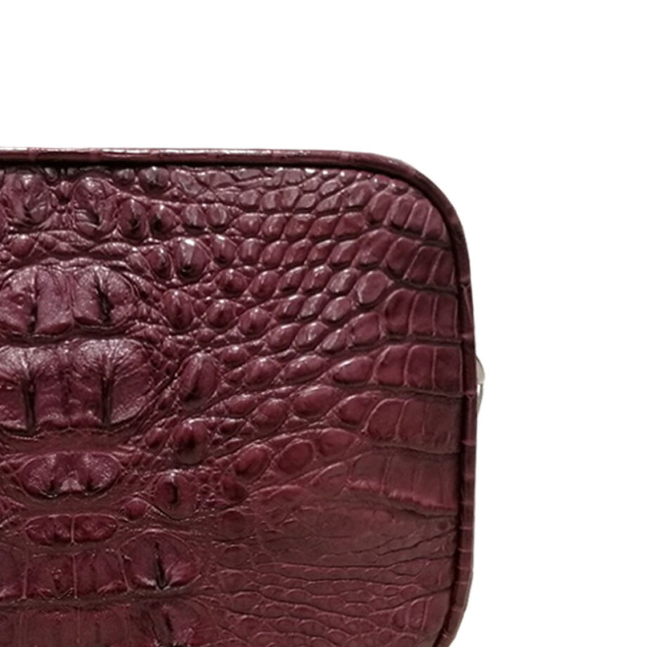 "DORADO" Crocodile Hornback Leather Sling Bag, Matte Purple, Size 21