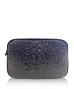 "DORADO" Crocodile Hornback Leather Sling Bag, Matte Blue, Size 21