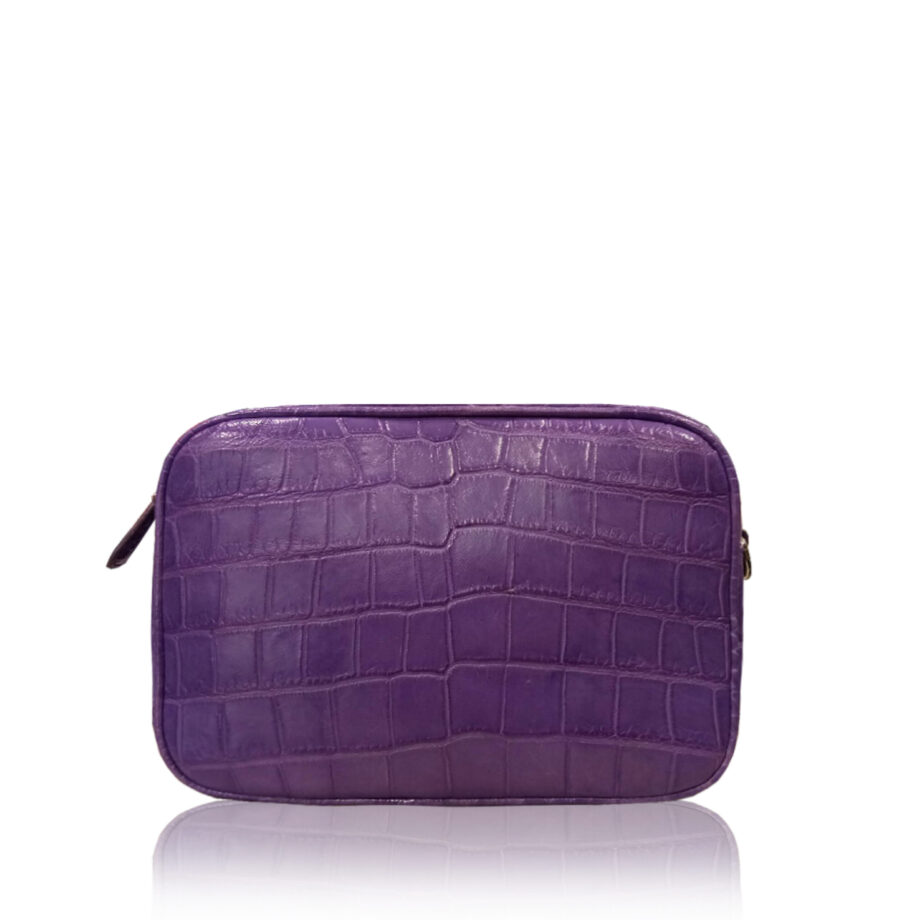 "DORADO" Crocodile Belly Leather Sling Bag, Matte Light Purple, Size 21