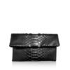 "DAISY" Python Clutch Bag, Matte Black, Size 20