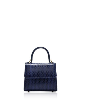 "BABY GOLDMAS" Shiny Dark Blue Sea Snake Handbag, Size 10.5