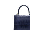 "BABY GOLDMAS" Shiny Dark Blue Sea Snake Handbag, Size 10.5