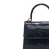 "BABY GOLDMAS" Shiny Navy Blue Cobra Belly Handbag, Size 10.5