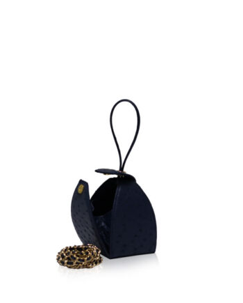 "BABY MARIA" Navy Blue Ostrich Sling Bag, Size 8.5 cm