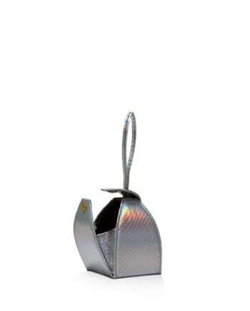 "BABY MARIA" Silver Rainbow Shiny Cobra Back Sling Bag, Size 8.5 cm