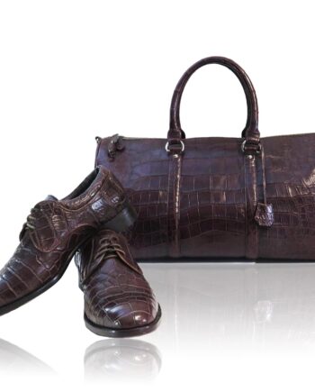 Travel Bag, crocodile Belly Leather, Burgundy, Size 56 cm