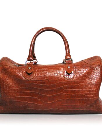 Travel Bag, crocodile Belly Leather, Tan, Size 56 cm