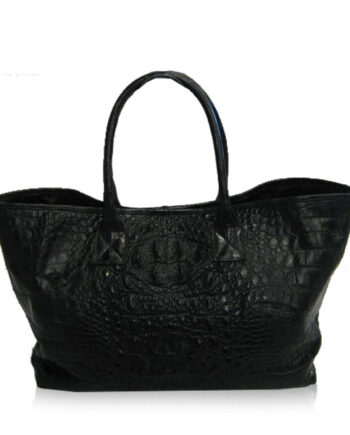 DOCTOR Crocodile Hornback Leather Shoulder Bag, Black, Size 55 cm