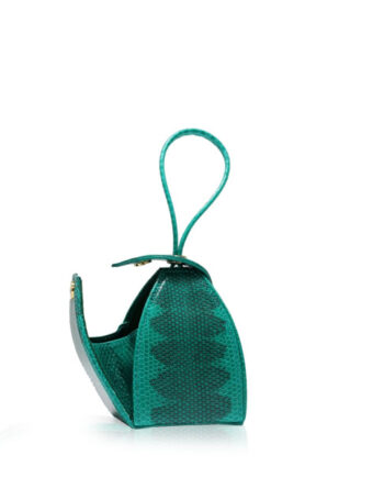 “BABY MARIA” Light Green & Black Sea Snake Sling Bag, Size 8.5 cm