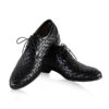 Calf Knitted Leather Lace Up Shoes, Black