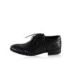 Calf Knitted Leather Lace Up Shoes, Black