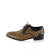 Calf Knitted Leather Lace Up Shoes, Black & Beige