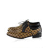 Calf Knitted Leather Lace Up Shoes, Black & Beige