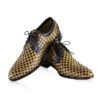 Calf Knitted Leather Lace Up Shoes, Black & Beige