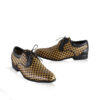 Calf Knitted Leather Lace Up Shoes, Black & Beige