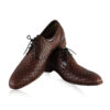 Calf Knitted Leather Lace Up Shoes, Brown