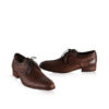 Calf Knitted Leather Lace Up Shoes, Brown