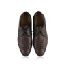Calf Knitted Leather Lace Up Shoes, Dark Brown