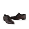 Calf Knitted Leather Lace Up Shoes, Dark Brown