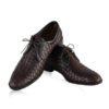 Calf Knitted Leather Lace Up Shoes, Dark Brown