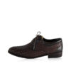 Calf Knitted Leather Lace Up Shoes, Dark Brown