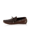 Cobra Belly Leather Moccasin Shoes, Matte Brown