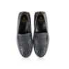 Crocodile Leather Moccasin, Matte Black