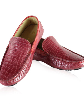 Crocodile Leather Moccasin, Matte Red