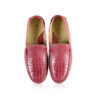 Crocodile Leather Moccasin, Matte Red