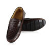 Crocodile Leather Moccasin Shoes, Matte Brown