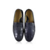 Crocodile Leather Moccasin Shoes, Matte Dark Blue