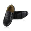 Ostrich Leather Moccasin Shoes, Black