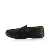 Ostrich Leather Moccasin Shoes, Black