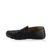 Ostrich Leather Moccasin Shoes, Black