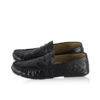 Ostrich Leather Moccasin Shoes, Black