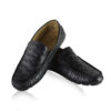 Ostrich Leather Moccasin Shoes, Black