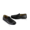 Ostrich Leather Moccasin Shoes, Black