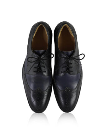 Oxford Black & Blue Calf Leather Brogue Shoes