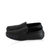 Python Leather Moccasin Shoes, Black