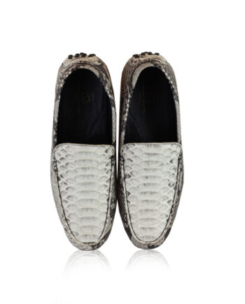 Python Leather Moccasin Shoes, Natural