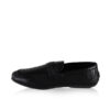 Lamb & Snake Leather Moccasin Shoes, Black