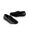 Lamb & Snake Leather Moccasin Shoes, Black