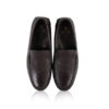 Ostrich Leg Leather Moccasin Shoes, Brown