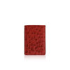 Ostrich Leather Vertical Card Holder, Red