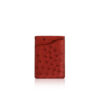 Ostrich Leather Vertical Card Holder, Red