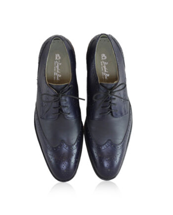 Oxford Navy Blue & Black Calf Leather Brogue Shoes