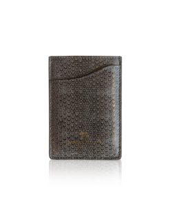 Sea Snake Leather Vertical Card Holder, Grey & Black